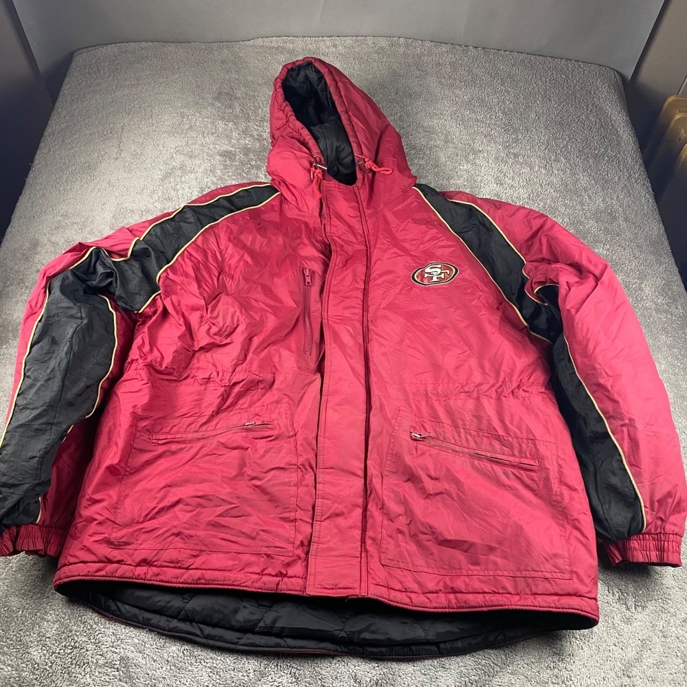 Game Day San Francisco 49ers Logo Hoodie Jacket Mens XL‎ Red Black Long Sleeve
